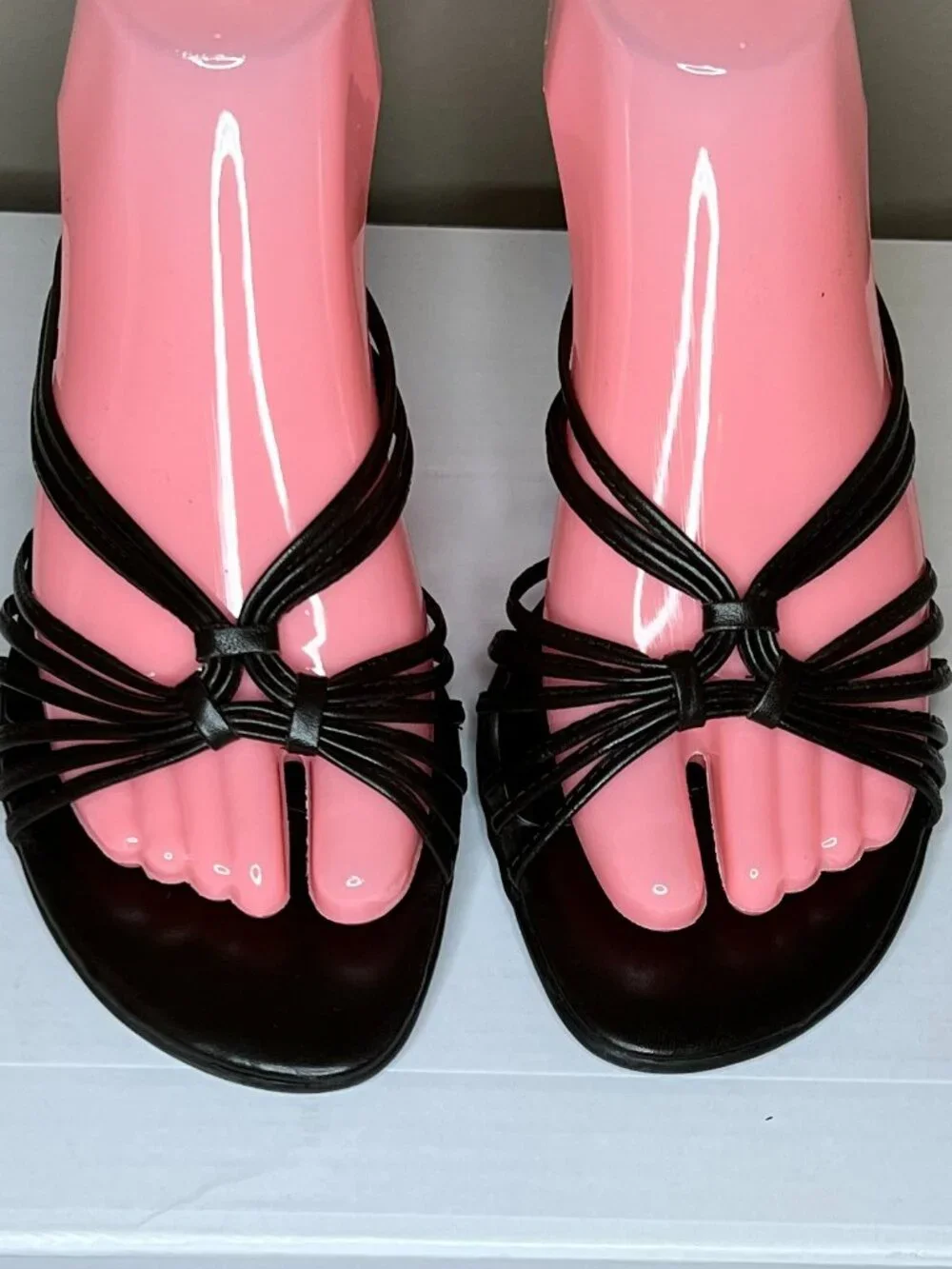 Ann Taylor Loft Brown Strappy Leather Kitten Heel Slide Sandals Women's Size 8